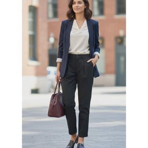 Kut from the Kloth Size 10 Dress Pants Straight Leg Pleated Cuffed 100% Cotton